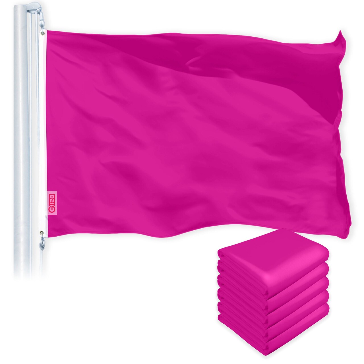 G128 5 Pack: Solid Pink Color Flag | 4x6 Ft | LiteWeave Pro Series Printed 150D Polyester | Indoor/Outdoor, Vibrant Colors, Brass Grommets